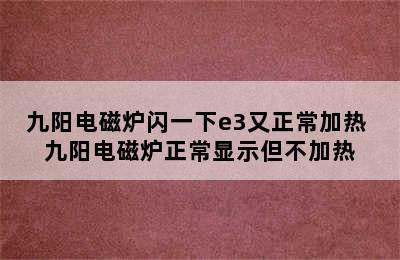 九阳电磁炉闪一下e3又正常加热 九阳电磁炉正常显示但不加热